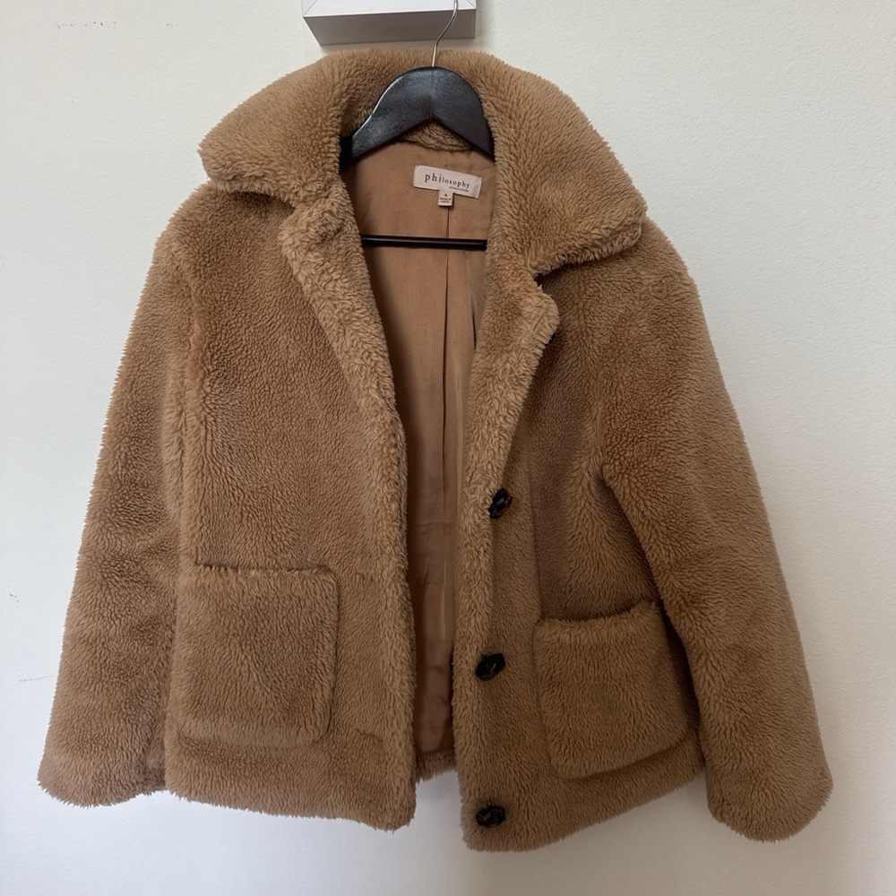 Philosophy Beige Faux Fur Jacket